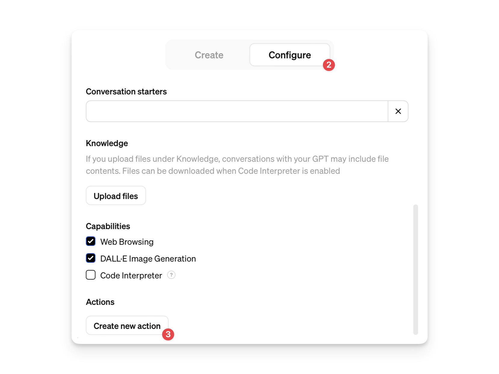 Actions configuration in GPT